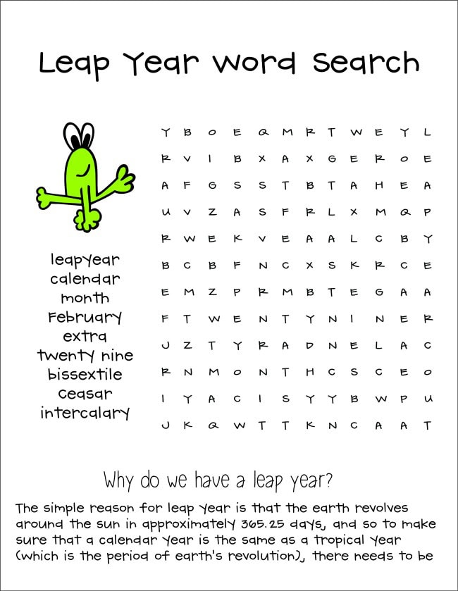 Leap Year Games And Crafts Laura Kelly s Inklings