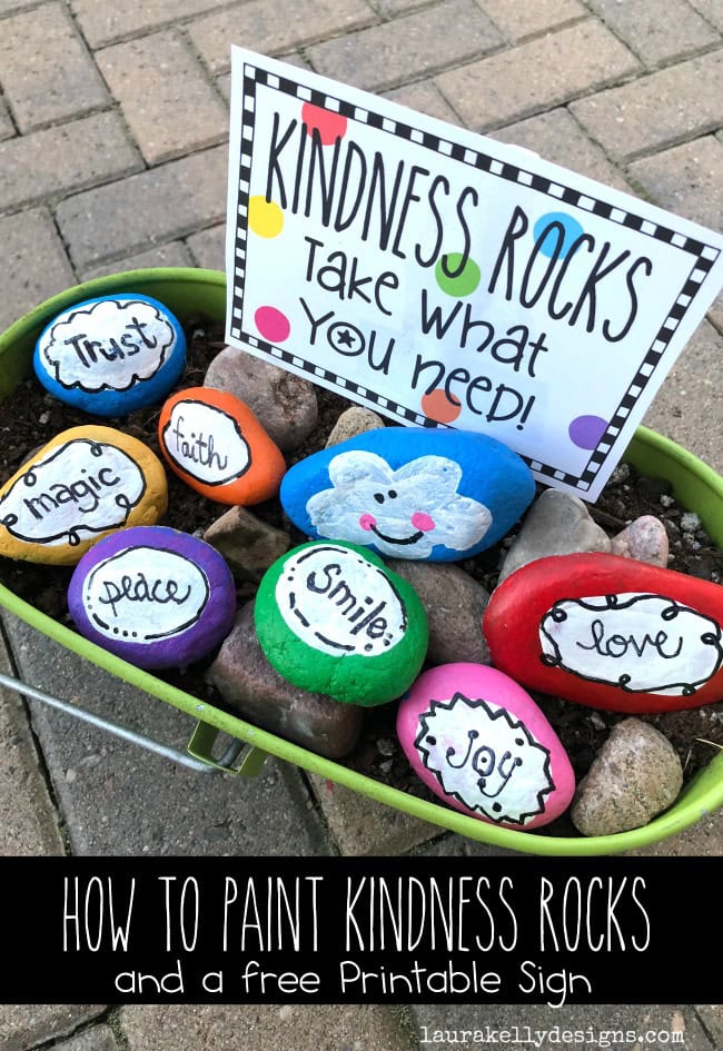 Painted Kindness Rocks Craft With Free Printable Laura Kelly S Inklings